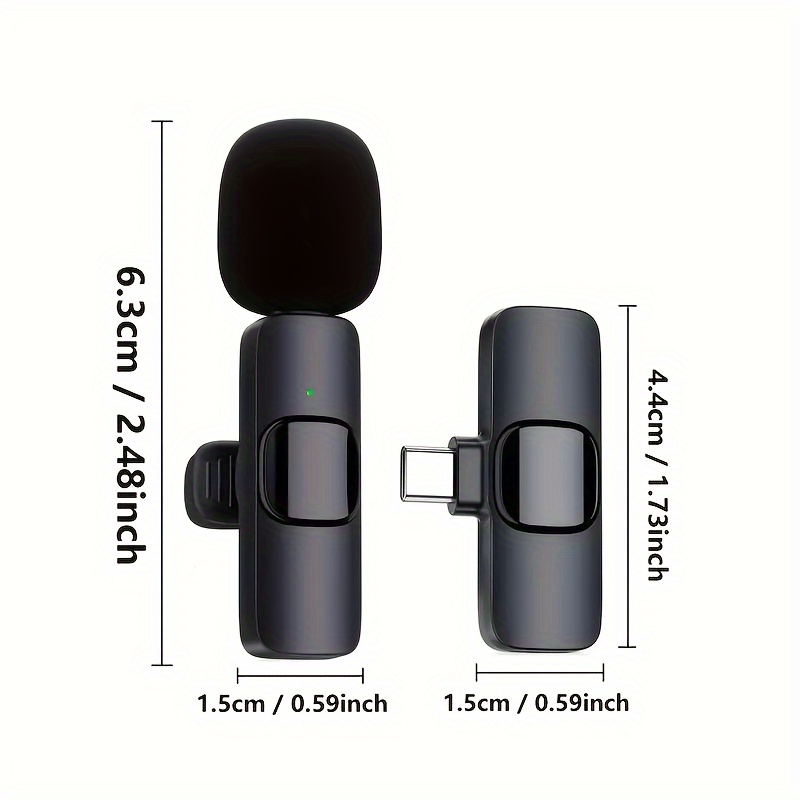 2 pack type c mini wireless lavalier microphone for iphone and android devices noise canceling lavalier microphone with adapter omni lav mic for video recording details 0