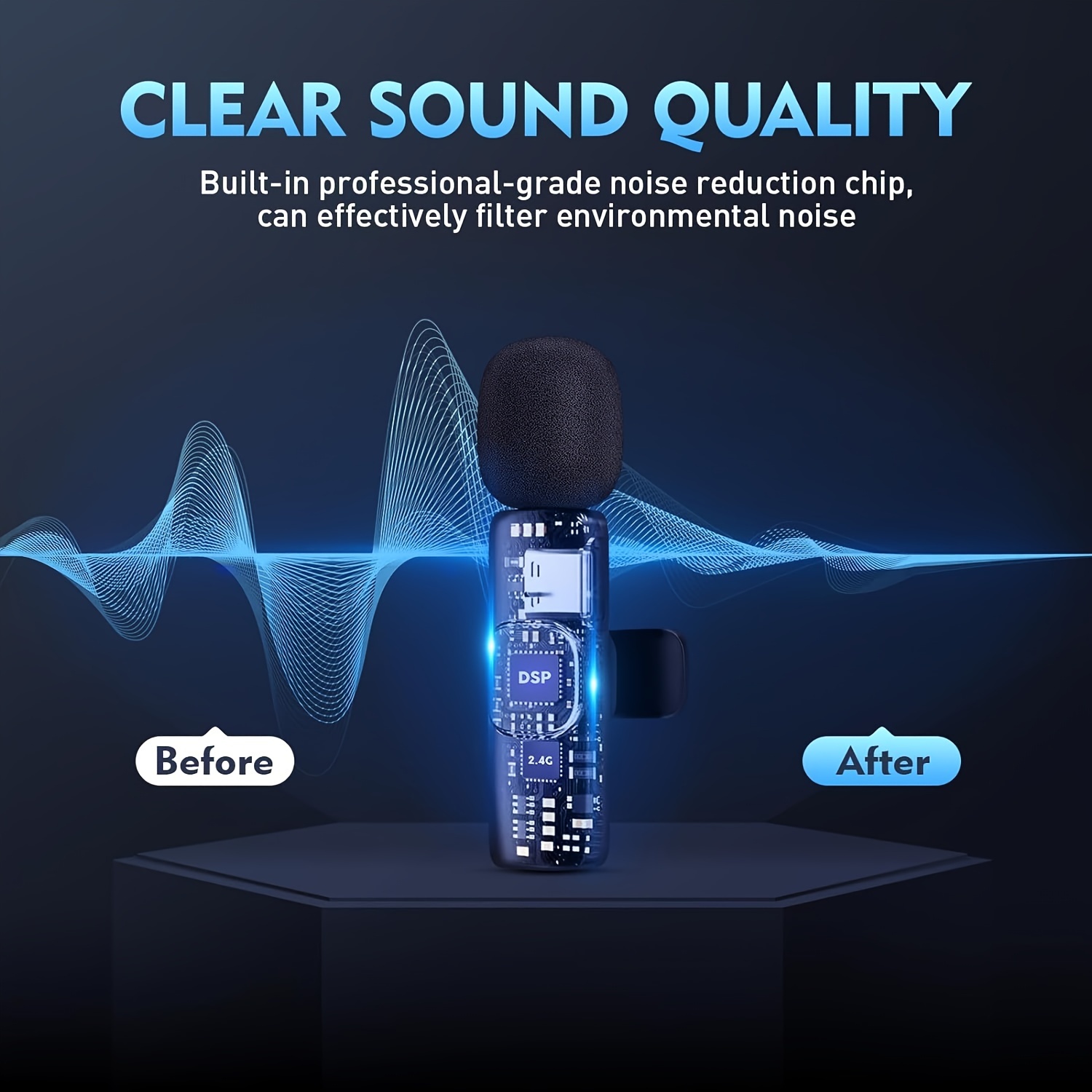 2 pack type c mini wireless lavalier microphone for iphone and android devices noise canceling lavalier microphone with adapter omni lav mic for video recording details 3