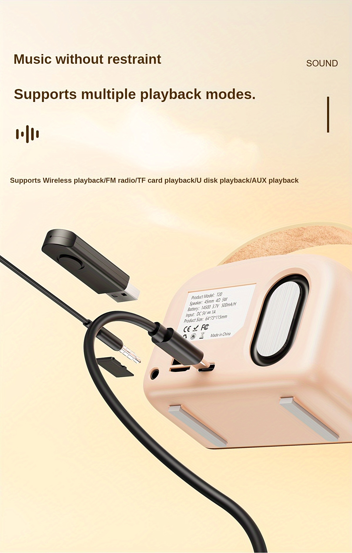 retro mini wireless speaker 5w speaker tws fm radio function support wireless u disk tf card classic vintage shape for android ios device gifts for family and friends details 3