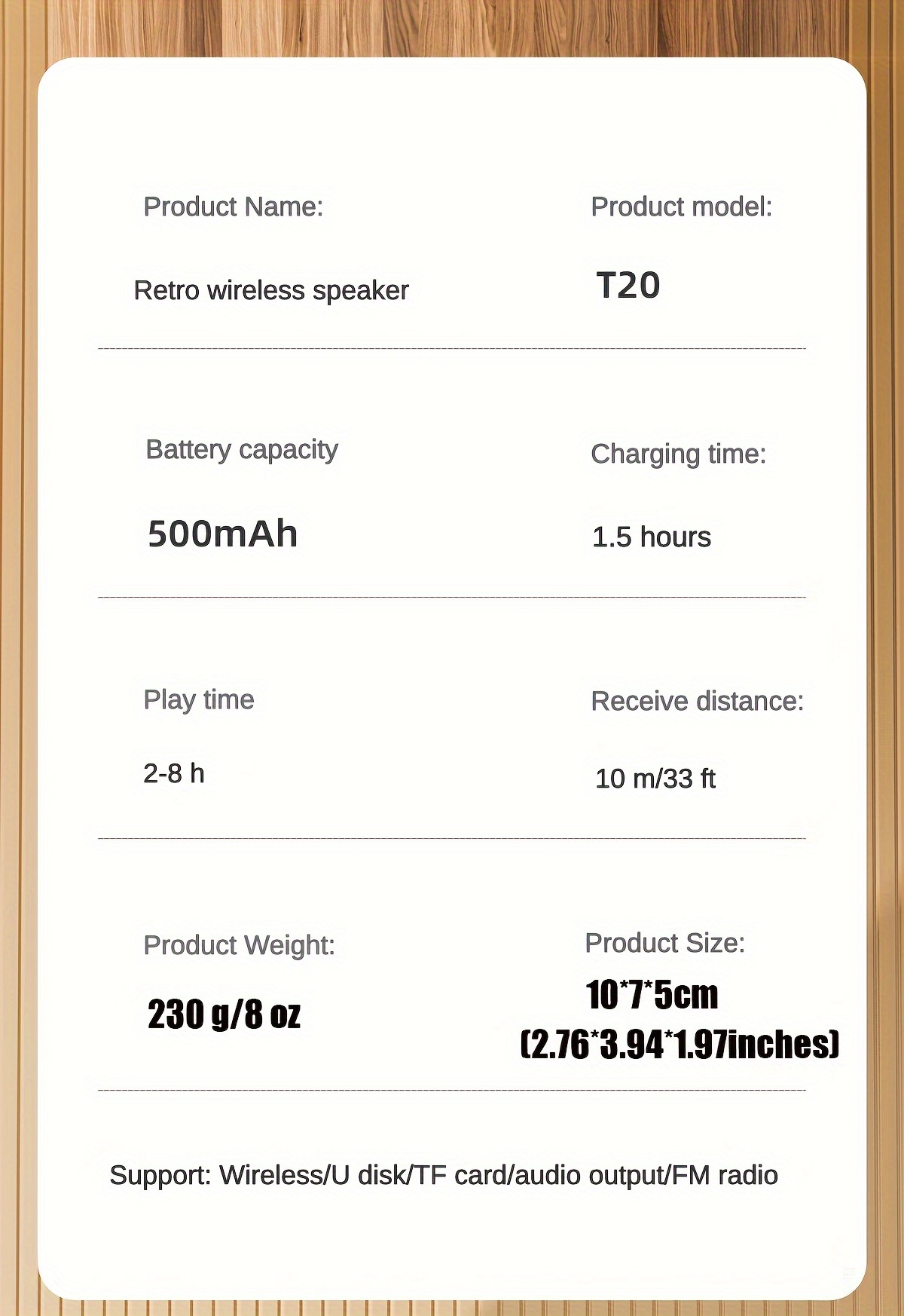 retro mini wireless speaker 5w speaker tws fm radio function support wireless u disk tf card classic vintage shape for android ios device gifts for family and friends details 5