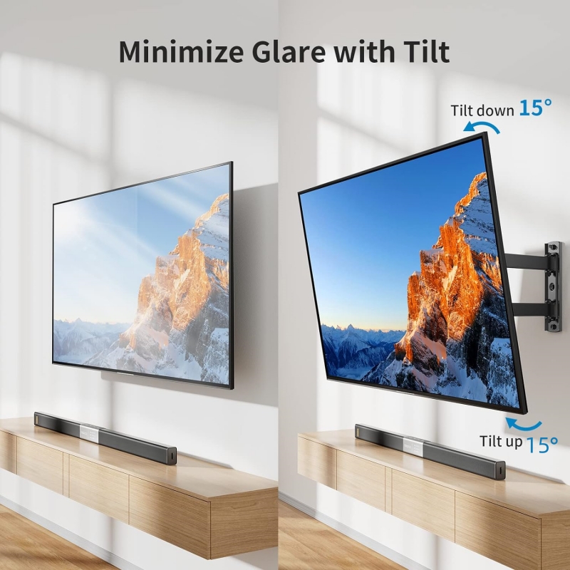 tv wall mount for 32 55 inch flat curved tvs heavy duty single articulating arms tv bracket up to vesa 400x400mm and 110 23lbs support swivel 160 tilt 15 level adjustment details 1