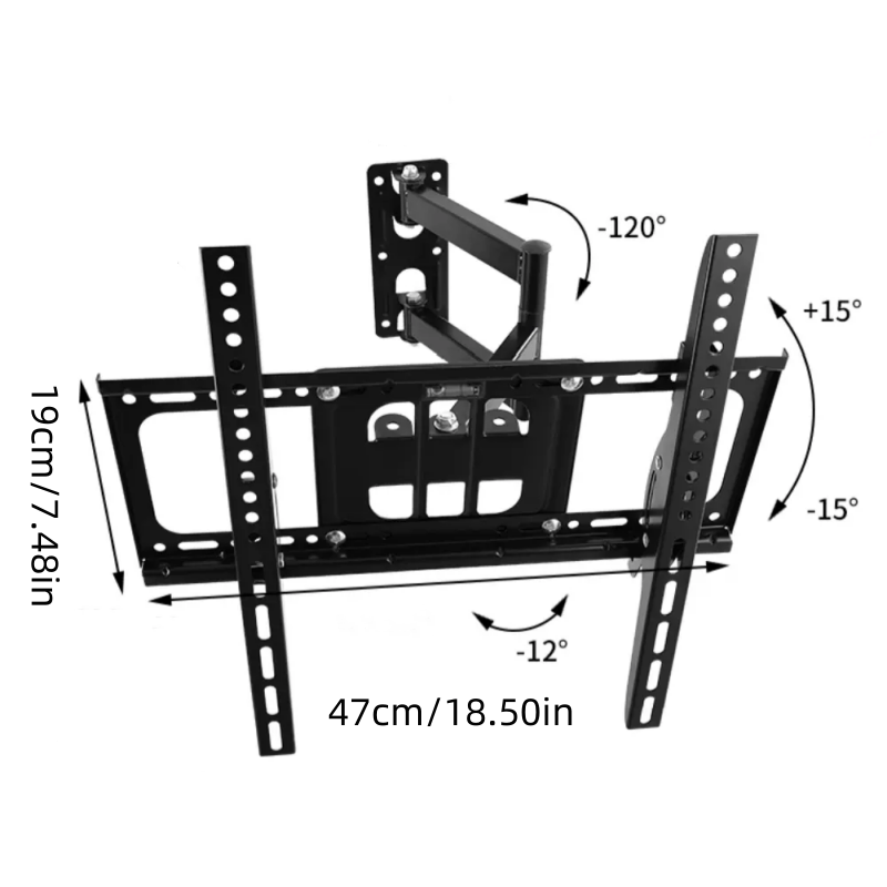 tv wall mount for 32 55 inch flat curved tvs heavy duty single articulating arms tv bracket up to vesa 400x400mm and 110 23lbs support swivel 160 tilt 15 level adjustment details 2