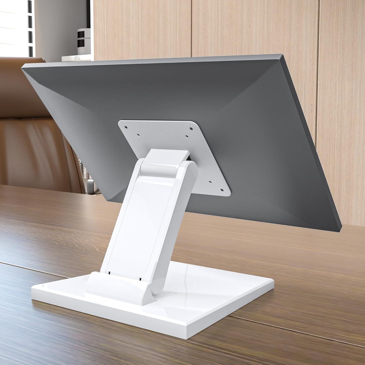 vesa monitor mount stand low profile lay flat folding monitor stand with vesa and 100x100 white details 1