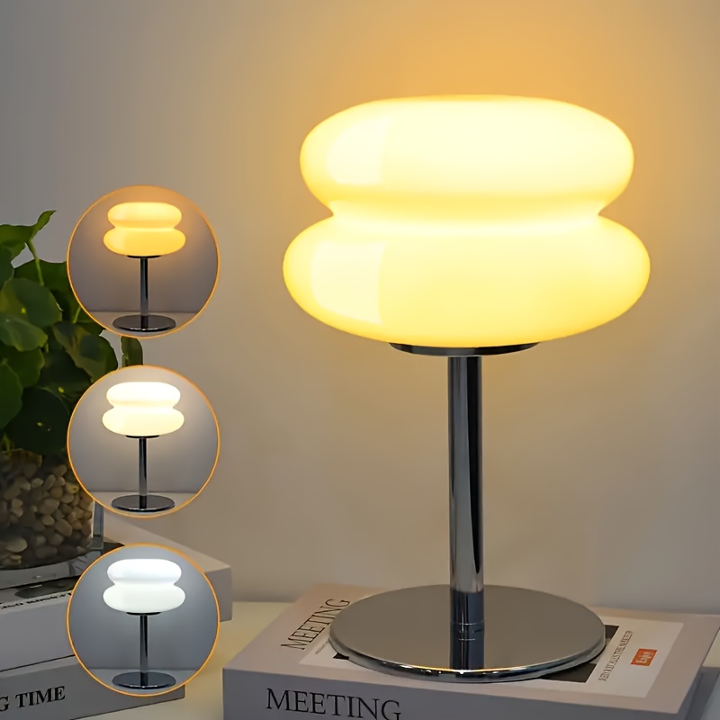 vintage mushroom shaped table lamp retro century modern design usb powered led lighting adjustable brightness suitable for bedside or living room details 1