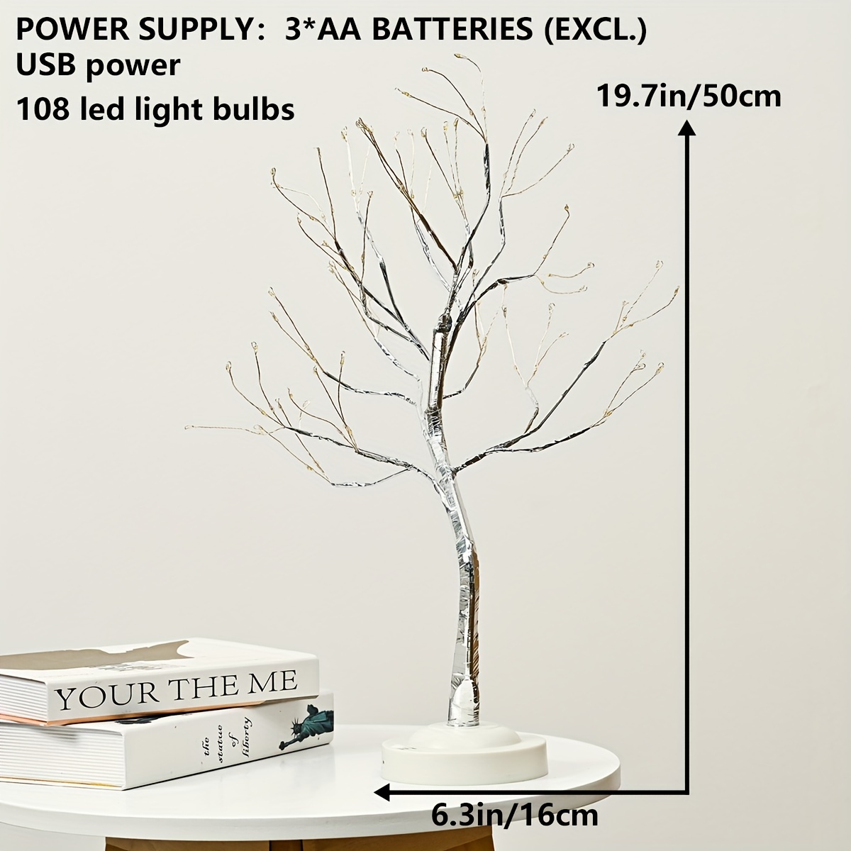 1pc 20 inch tree light 108 led battery powered timing function multiple christmas halloween festival celebration decoration eid al adha mubarak details 4