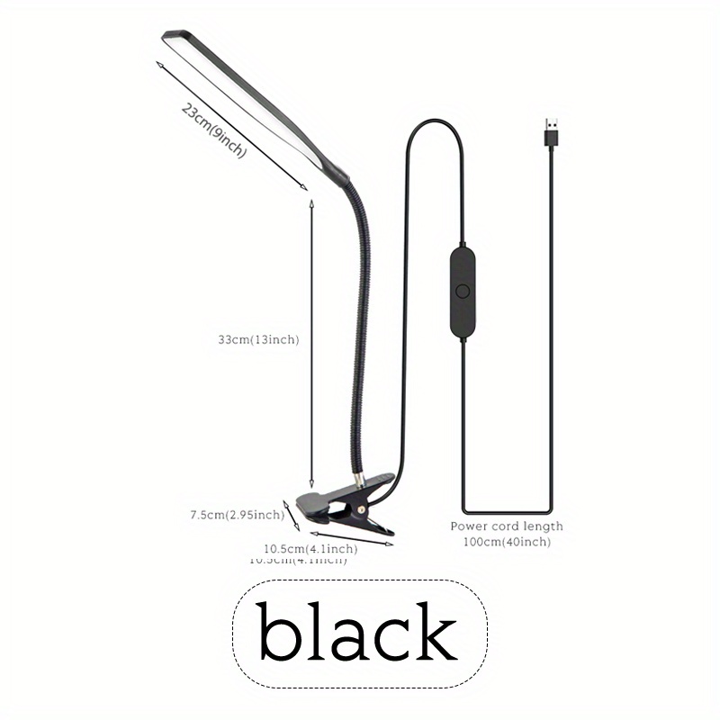 desk lamp clip desk light for home office usb reading lamp with led flexible gooseneck for bed headboard craft computer video call details 3