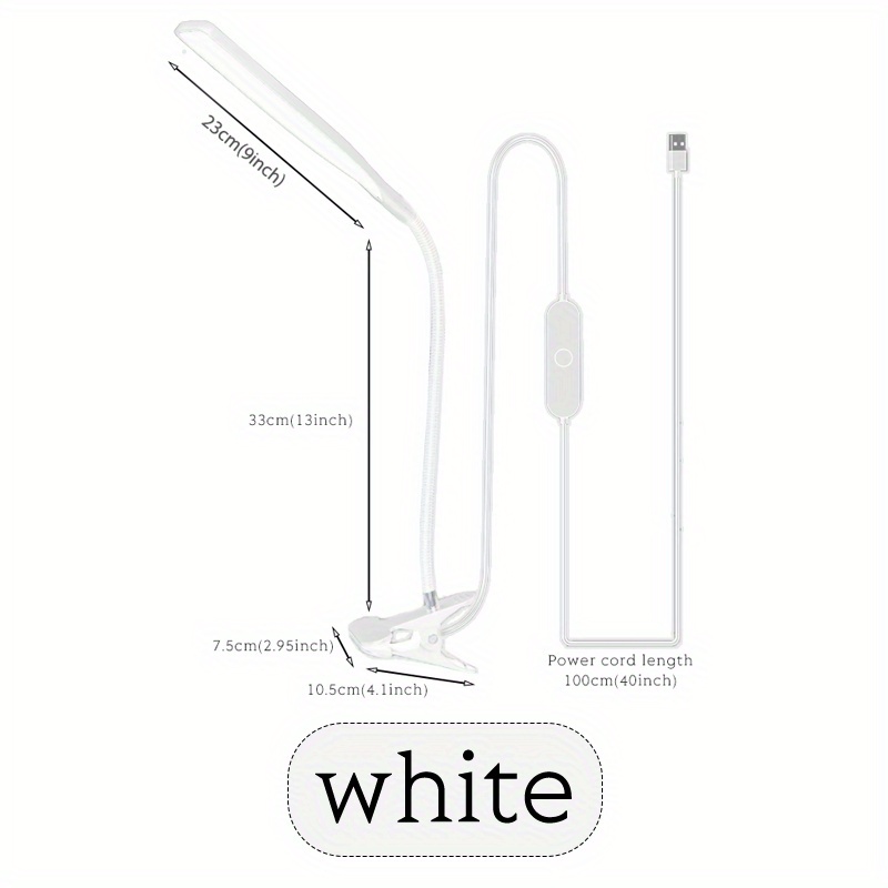 desk lamp clip desk light for home office usb reading lamp with led flexible gooseneck for bed headboard craft computer video call details 4