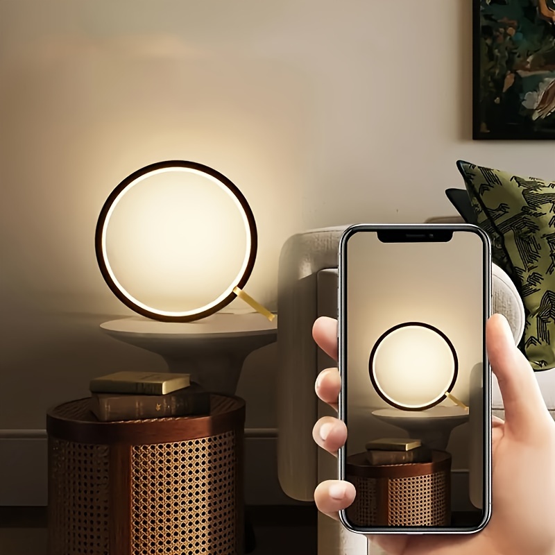 1pc bedside table lamp bedroom table light sensor table light round modern simple multifunctional night light details 2