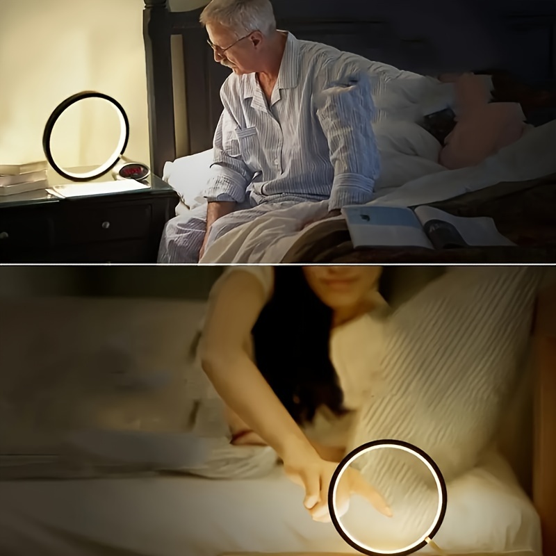 1pc bedside table lamp bedroom table light sensor table light round modern simple multifunctional night light details 3