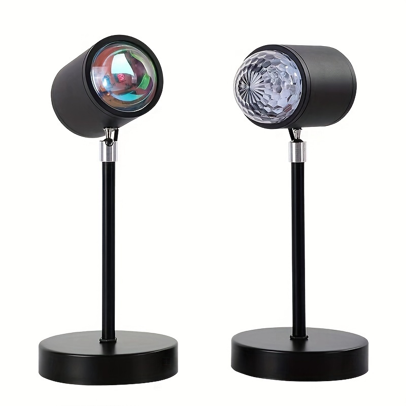 sunset projection table lamp with dual water ripple heads usb powered multi color ambient lighting for living room bedroom and broadcast spaces details 9