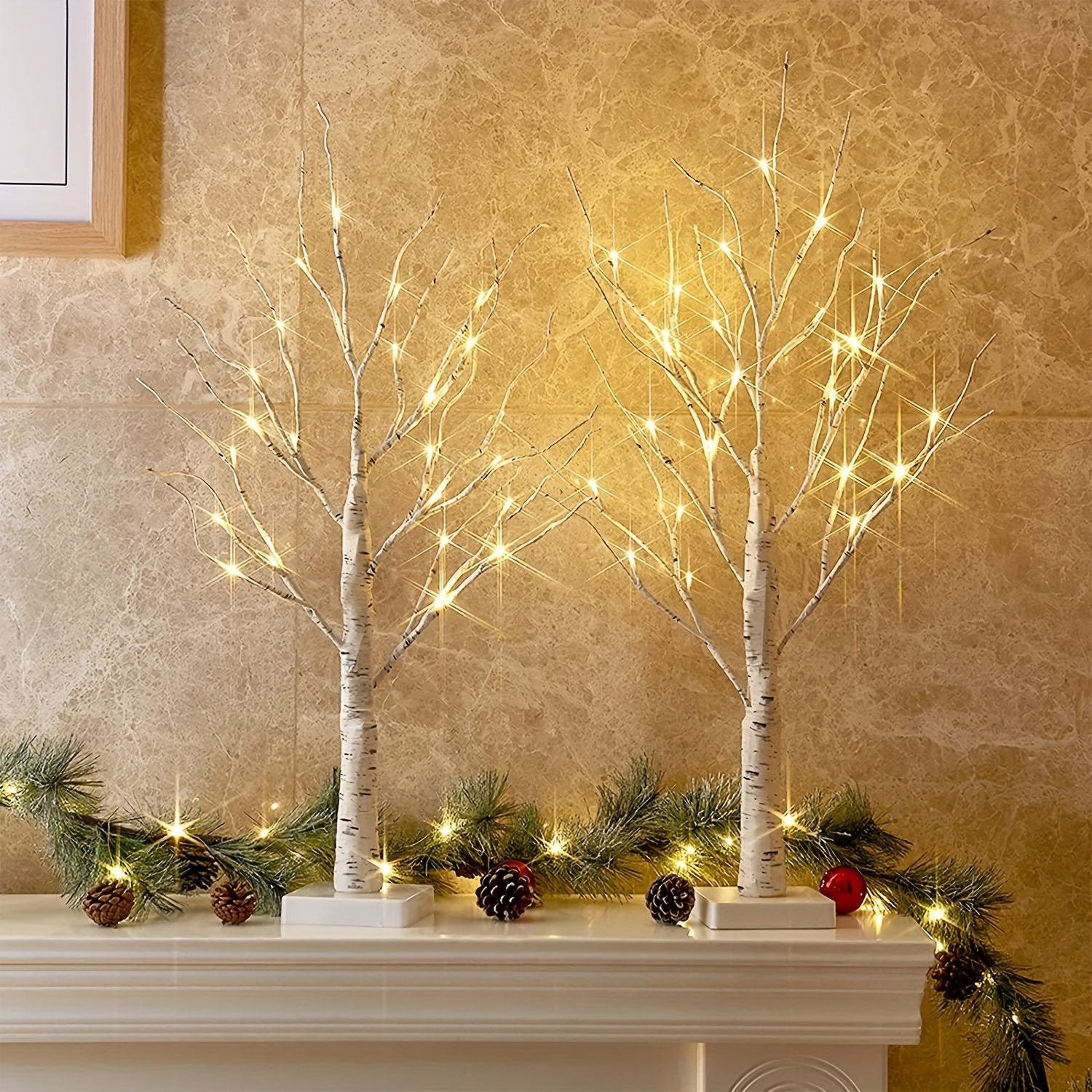 24 led easter twinkling tree fairy light ornaments 23 birch tree adjustable branches 3aa usb powered tree lamp for party bedroom decor outdoor activities christmas halloween decorations for outdoor camping hiking eid al adha mubarak details 1