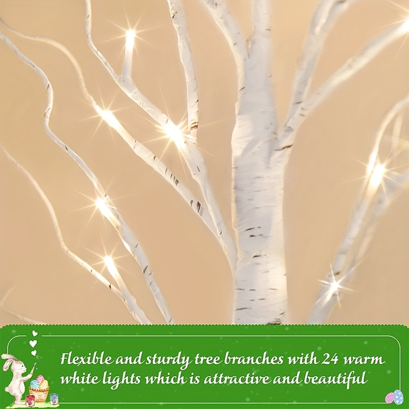 24 led easter twinkling tree fairy light ornaments 23 birch tree adjustable branches 3aa usb powered tree lamp for party bedroom decor outdoor activities christmas halloween decorations for outdoor camping hiking eid al adha mubarak details 3