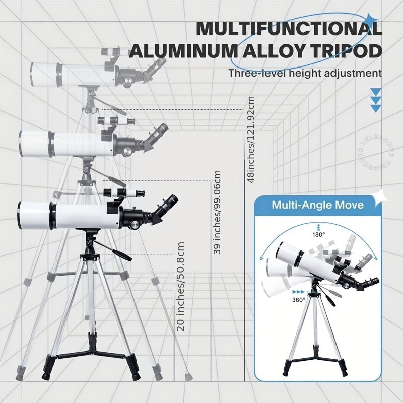 telescope 80mm aperture 600mm astronomical portable refracting fully multi coated high transmission coatings az mount with tripod phone adapter wireless control carrying bag details 0