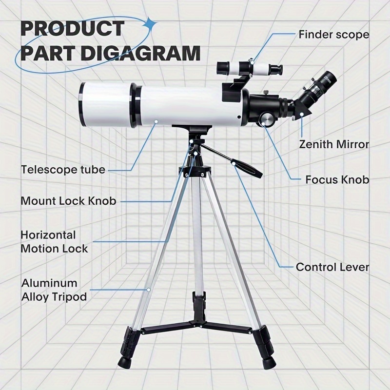 telescope 80mm aperture 600mm astronomical portable refracting fully multi coated high transmission coatings az mount with tripod phone adapter wireless control carrying bag details 3