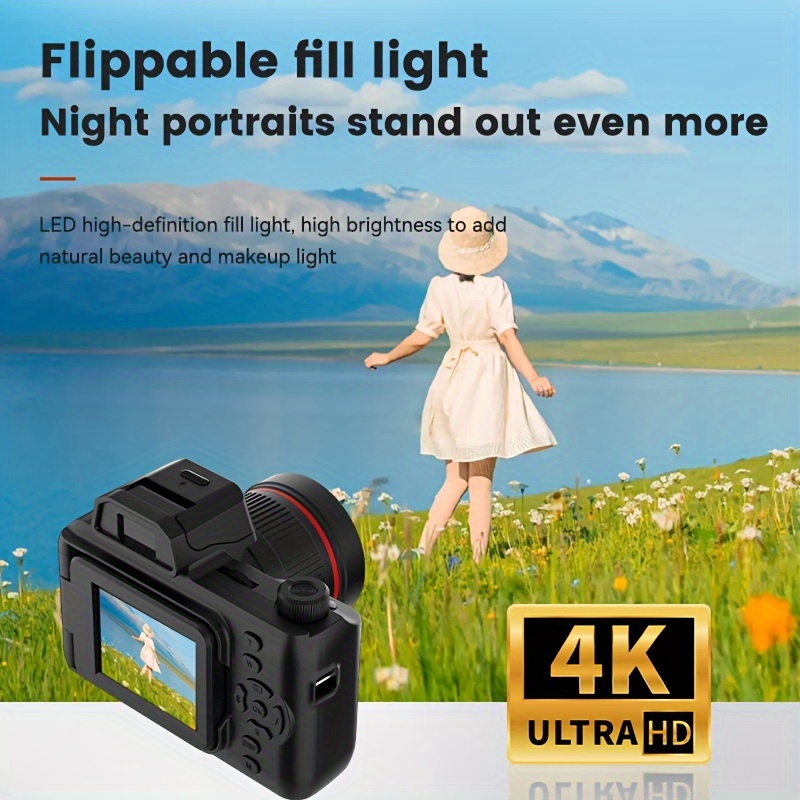 4k digital camera vlogging camera mini cameras for photography with auto focus 2 2 inch flip screen 16x resist shaking 5000 megapixels professional video camera cool essensials details 2
